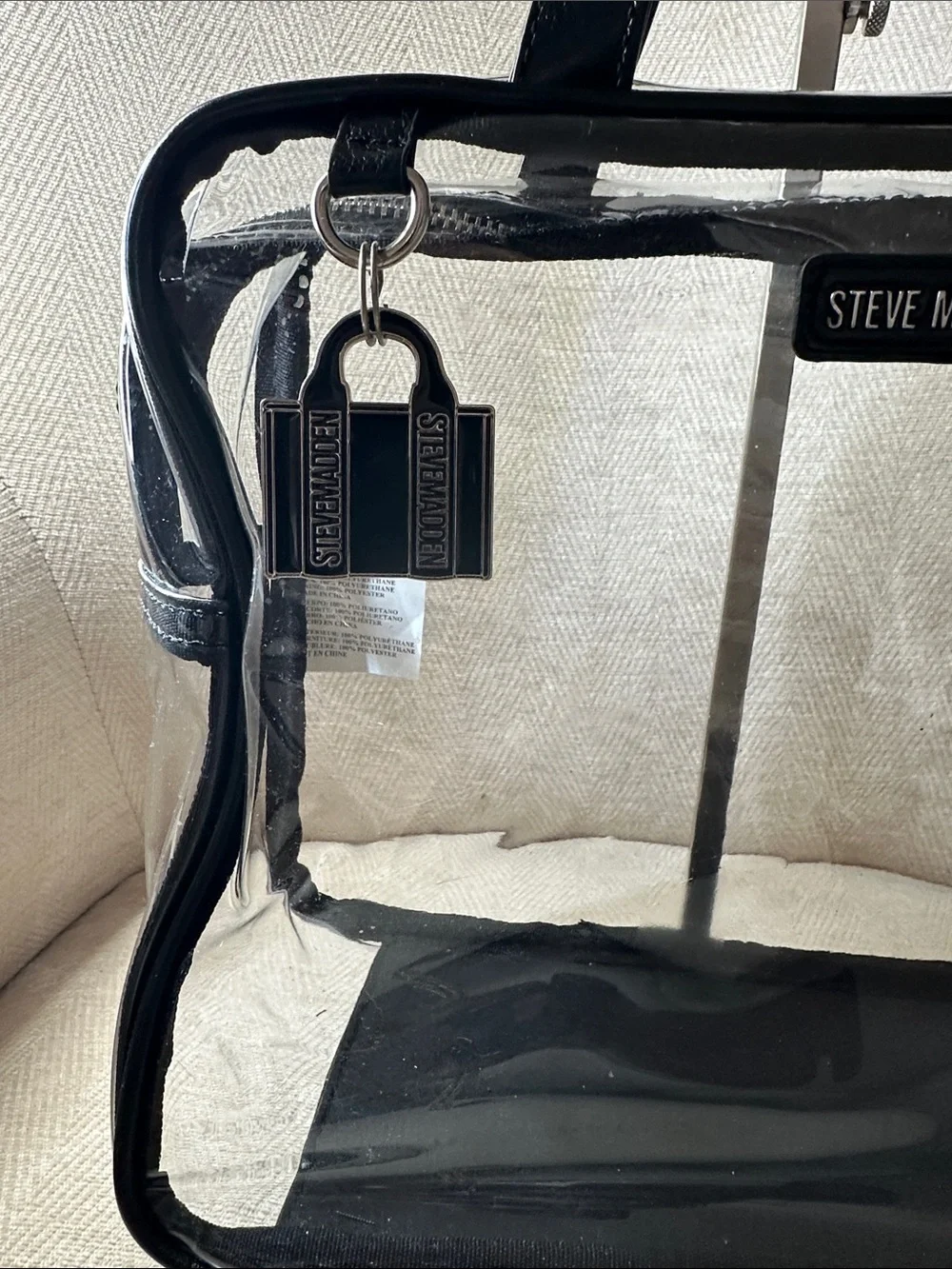 Steve Madden Clear Tote with Black Trim and Handles